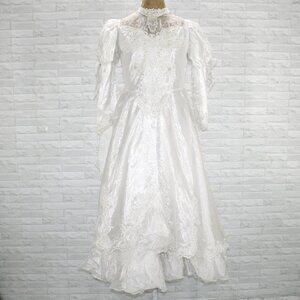 VINTAGE Bridal Gown Petite Wedding Dress Pearls Layers Ruffles White Flowergirl